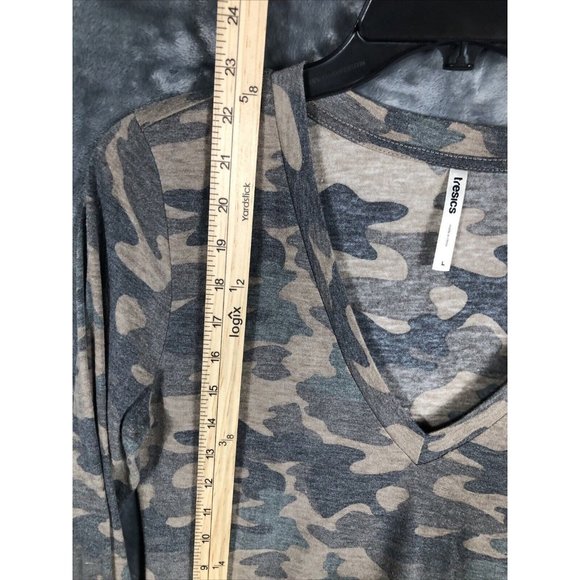 Tresics Top Camouflage Shirt Woman’s V-neck Long Sleeve Tee Shirt Adult Large - Picture 14 of 15